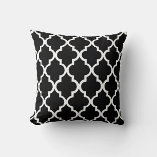 Coussin Carreaux de Quatrefoil noir et blanc Motif