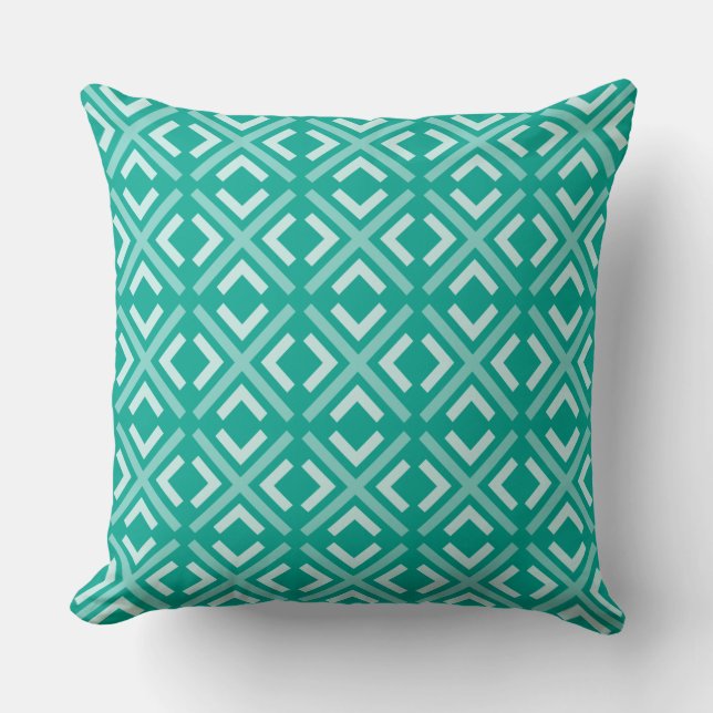 Coussin Carreaux de style marocain vert ethnique (Recto)