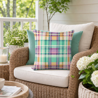 Coussin Carreaux Été Vert Violet