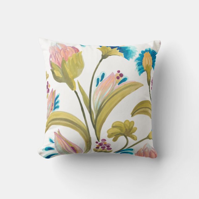 Coussin Carreaux floraux de l'abbaye - Fleurs de printemps (Recto)