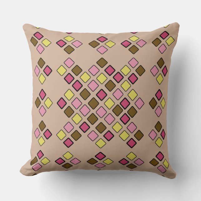 Coussin Carreaux géométriques Motif 2 en 1 Couleur personn (Recto)