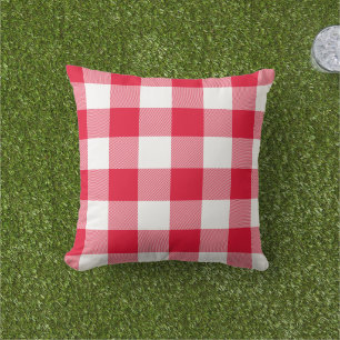 Coussin Carreaux Gingham Rouge et Blanc Buffalo Plaid