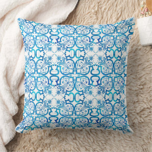 Coussin Carreaux motif bleu indigo