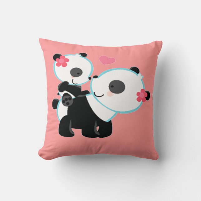Coussin Carreaux roses mignons adorables d'amour d'ours (Recto)