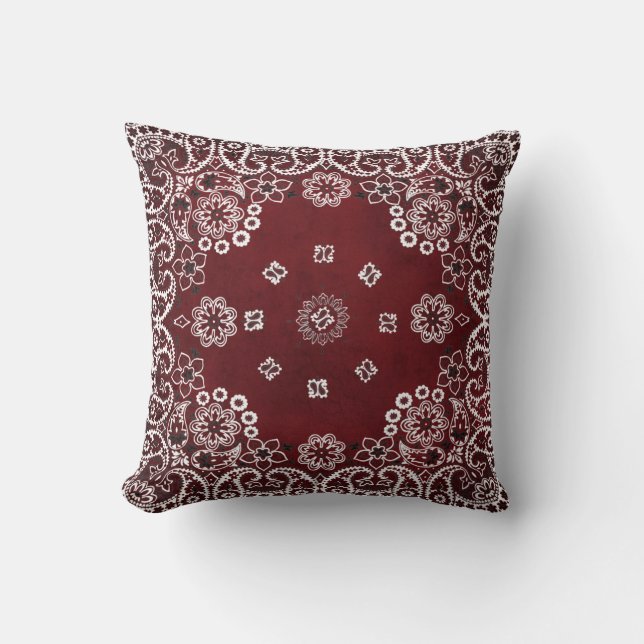 Coussin Carreaux rouges occidentaux de Bandana (Recto)