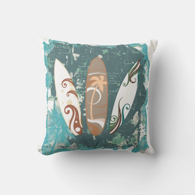 Coussin carreaux surfants de planches de surf (Recto)