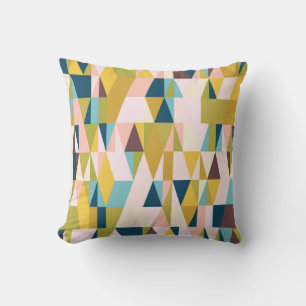 Coussin Carreaux triangles colorés, arrière - plan vintage