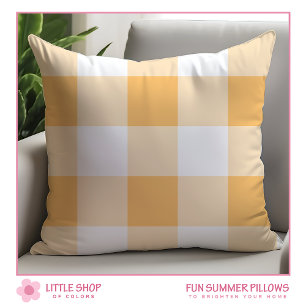 Coussin Carreaux Vichy à carreaux pêche