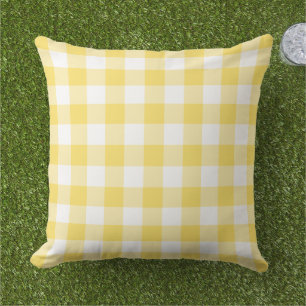 Coussin Carreaux Vichy Jaune Clair Blanc à Carreaux