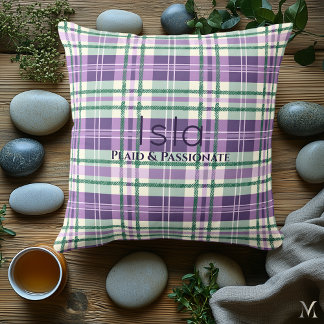 Coussin Carreaux violet et vert | Tartan élégant personnal