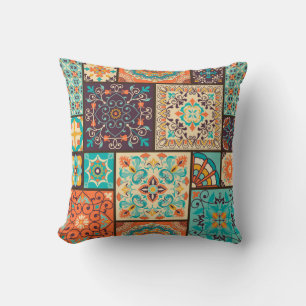 Coussin Carrelage en patchwork coloré : Motifs islamiques.