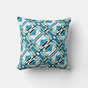 Coussin Carrelage géométrique turquoise, vert clair
