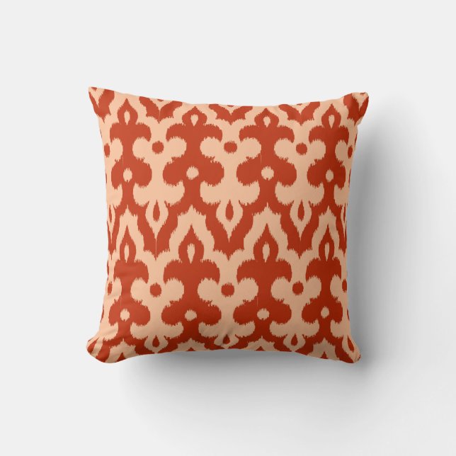 Coussin Carrelage marocain motif Damas, Mandarin Orange (Recto)