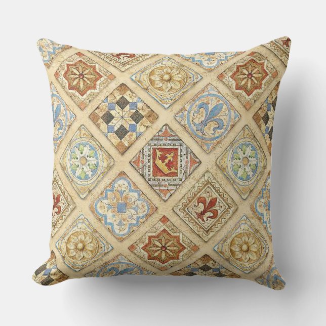 Coussin Carrelage médiéval en céramique Couronnes Fleur De (Recto)
