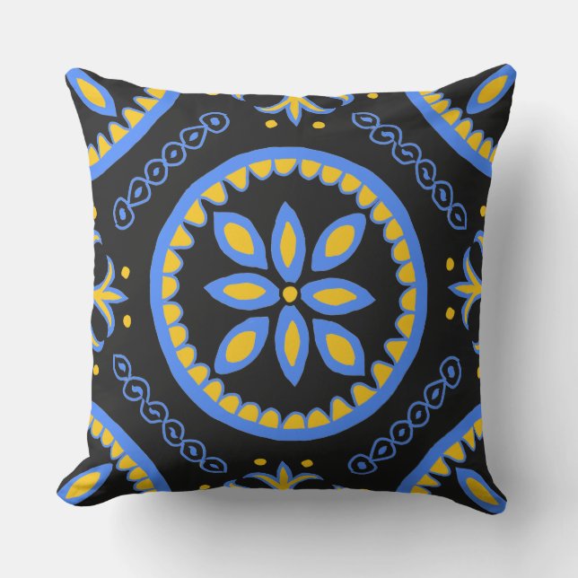 Coussin Carrelage Talavera noir (Recto)