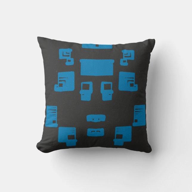 Coussin Carrés bleus sur noir (Recto)