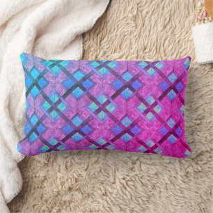 Coussin - Carrés en bleu et rose
