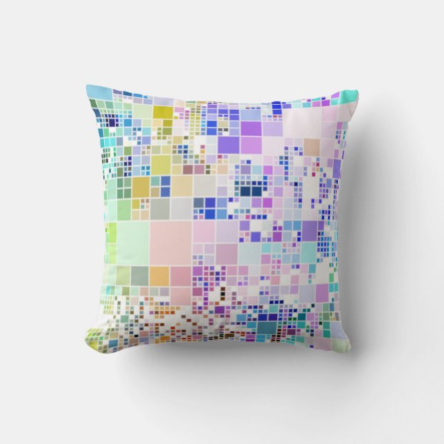 Coussin Carrés en carreaux géométriques de couleur pastel (Recto)