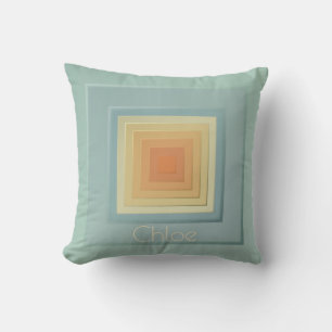 Coussin Carrés géométriques classiques (bleu clair et jaun