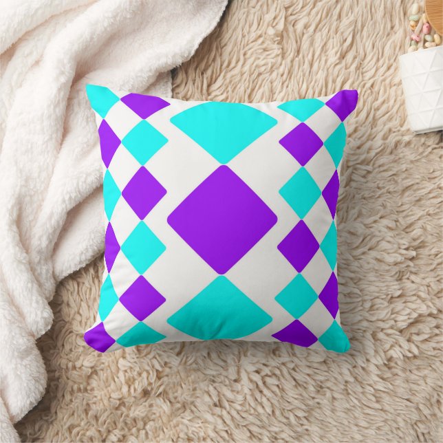 Coussin Carrés géométriques violets et turquoise (Couverture)