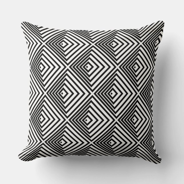 Coussin Carrés imbriqués vintages noirs et blancs (Recto)