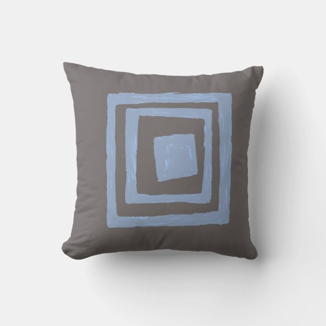 Coussin Carrés modernes inspirés par la rétro en gris bleu (Recto)