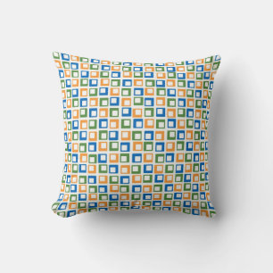 Coussin Carrés Mosaïque Cute Retro   Bleu vert orange