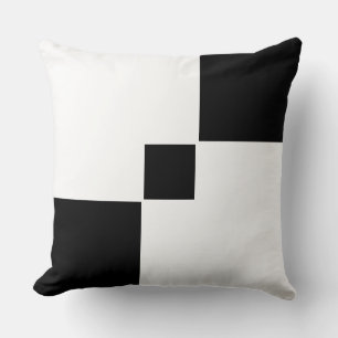 Coussin Carrés noirs abstraits sur fond blanc