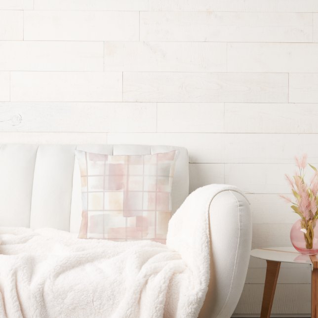 Coussin Carrés roses blush chic (Canapé)