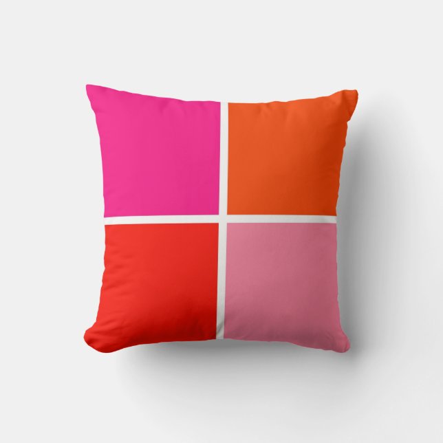 Coussin Carrés roses et orange (Recto)