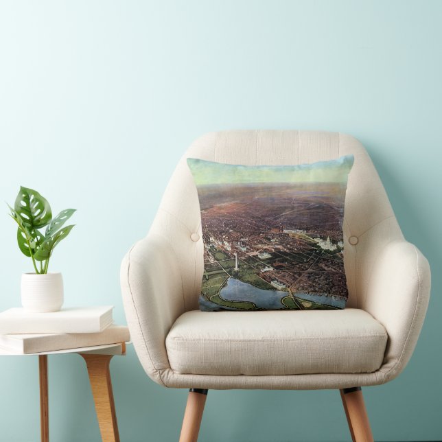 Coussin Carte antique de Washington DC et de la rivière Po (Chaise)