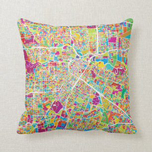 Coussin Carte au néon de Houston, le Texas