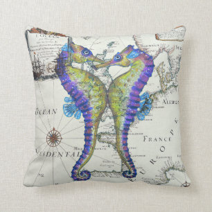 Coussin Carte d'amour d'hippocampes