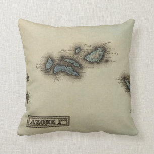 Coussin Carte d'atlas d'îles d'Açore