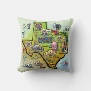Coussin Carte de dessin du Texas