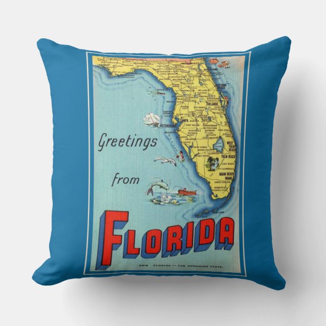 Coussin Carte de Floride vintage (Recto)