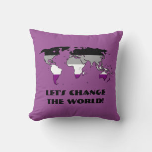Coussin Carte de la Fierté de l'Asexualité du monde Jetez 