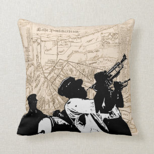 Coussin Carte de la Nouvelle-Orléans, avec bande de laiton