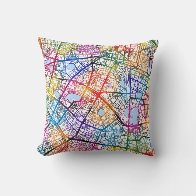Coussin Carte de la ville de Hanoi Vietnam (Recto)