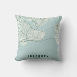 Coussin Carte de la ville d'Istanbul Turquie Notebook Desi