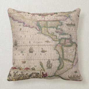 Coussin Carte de l'Amérique, du Mercator "atlas", pub. pa