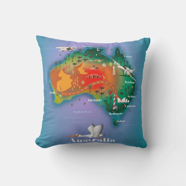 Coussin Carte de l'Australie poster Voyage (Recto)