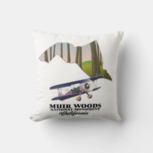 Coussin Carte de Muir Woods National Monument affiche de v