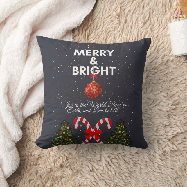 Coussin "Carte de Noël Joyeuse et brillante" (Couverture)