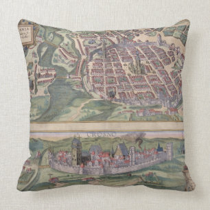 Coussin Carte de Poznan et de Gruczno, de 'Civitates Orbis