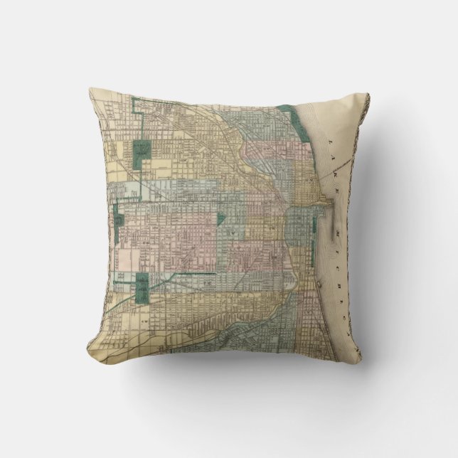 Coussin Carte de ville de Chicago (Recto)