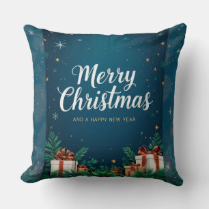 Coussin Carte de voeux de Noël avec décorations