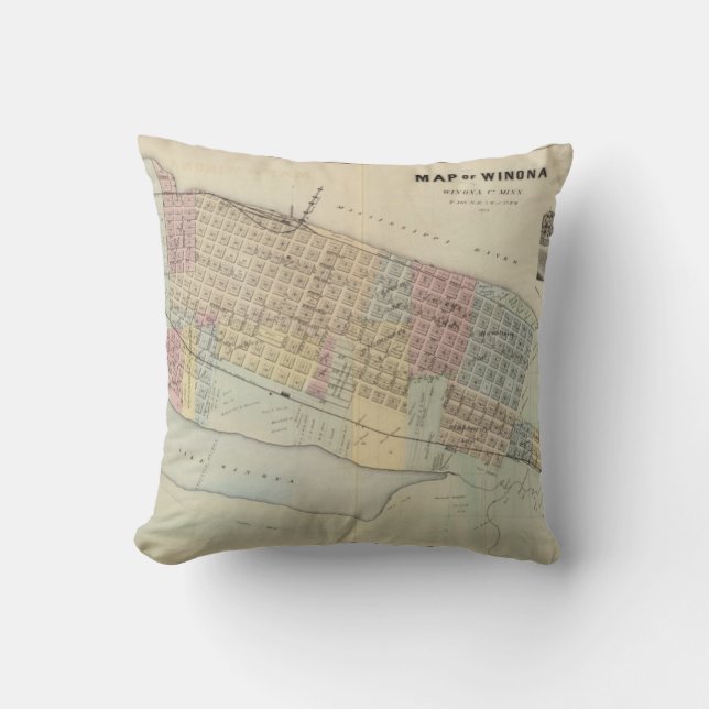 Coussin Carte de Winona, Minnesota (Recto)