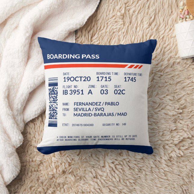 Coussin Carte d'embarquement - Bleu & Rouge (Couverture)