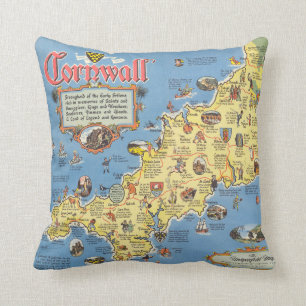 Coussin Carte des Cornouailles, Angleterre